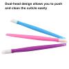 Coufce 6pcs Professional Nail Cuticle Pusher Set Hard Rubber Tipped Tools with Plastic Handles Suitable for Men and Women(Pink, Purple, Blue) view 2