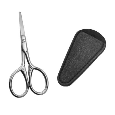 Beaupretty Stylish 2-piece Set of Beard Mustache Scissors Precision Trimming Tools Stainless Steel Black Pu Silver Round Head for Diy Hair Salons