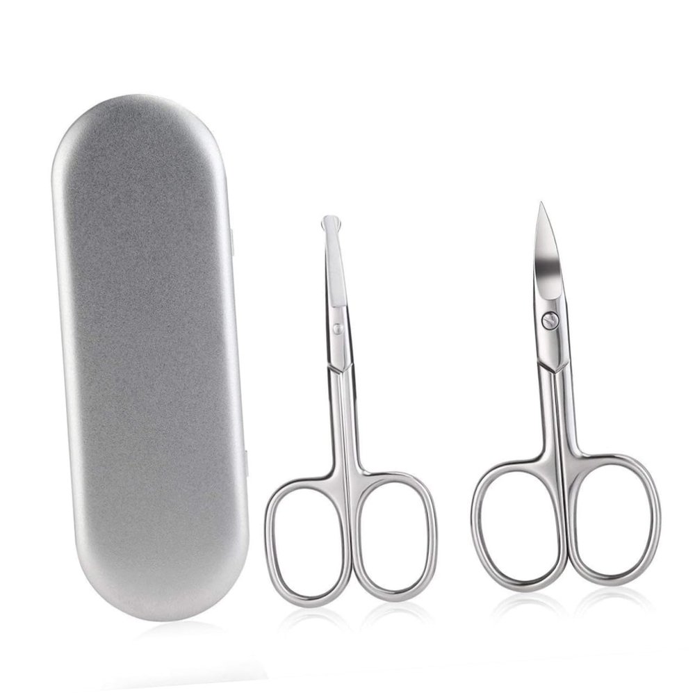Beaupretty 2pcs Stainless Steel Nose Hair Trimmer Portable Eyebrow Scissor Vibrissa Scissors for Men Women Safe Easy to Use Trimmer