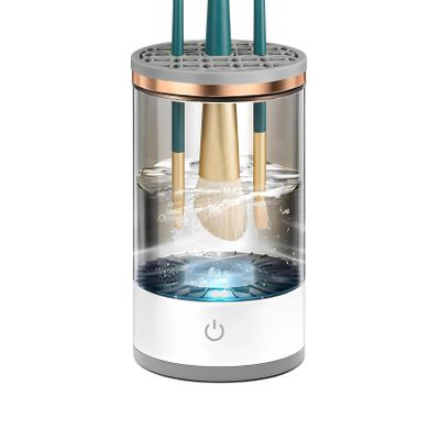 LGRFUXIN Portable Cosmetic Makeup Brush Cleaner Machine, Automatic Spinning Cosmetic Brush Cleaner Fit Makeup Brush,White