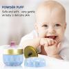 Qopoto Body Powder Puff and Container for Dusting Powder, Women Powder Puff and Powder Case for Bath and Travel (Light Blue) view 4