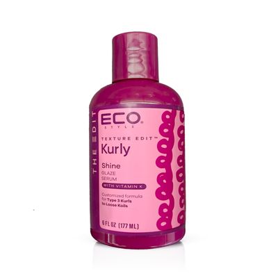 Eco Style Texture Edit Silky Radiance Curl Serum  Lightweight Gloss Booster that Smooths, Softens, and Enhances Shine for Healthy-Looking Curls, Perfect for Type 3 Hair, 6 oz