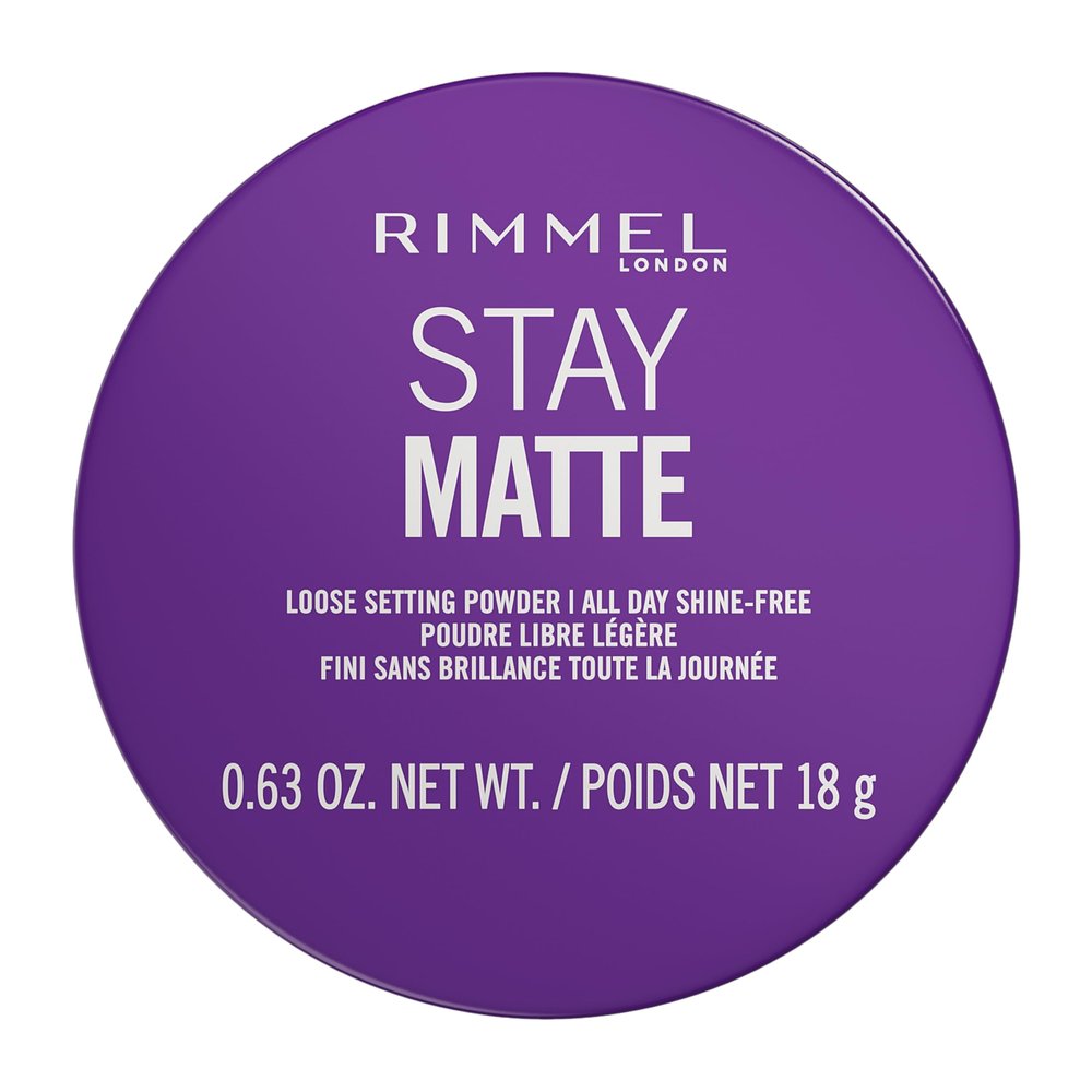 Rimmel Stay Matte Loose Powder, 001 Transparent, Face Loose Powder, Talc-free, Vegan, Lightweight, Soft Focus Effect, Soft Luxurious Applicator Puff, 0.63oz