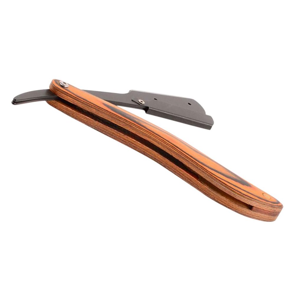 MERRYHAPY Men Shaver Portable Razor Wooden Handle Folding Razor for Beard Mustache Trimming