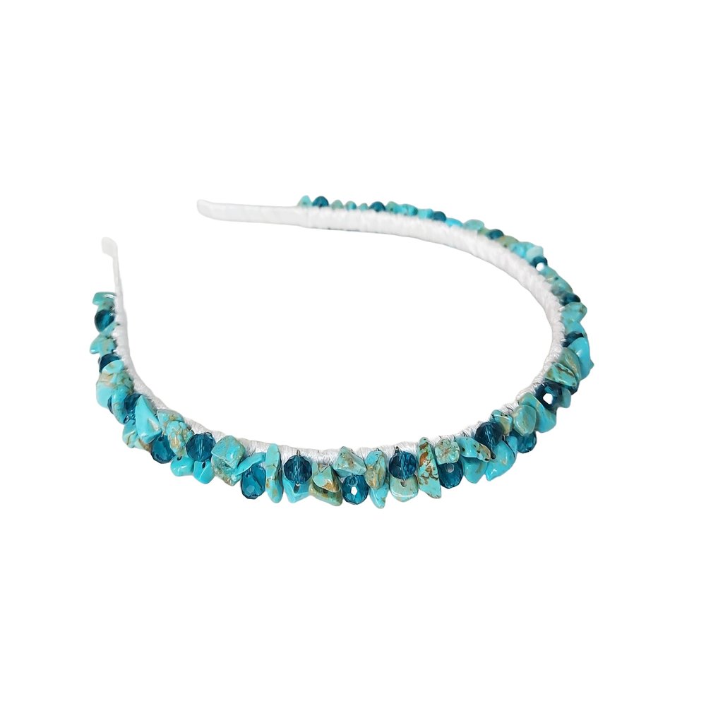 Turquoise Minimalist Headband, Turquoise Hair Accessories, Gemstone Hair Piece, Boho Teal Crystals Headband Crown, Jeweled Hairband, Birthday Women Gift Daughter, Embellished Headpiece Prom Girl (Design #3)