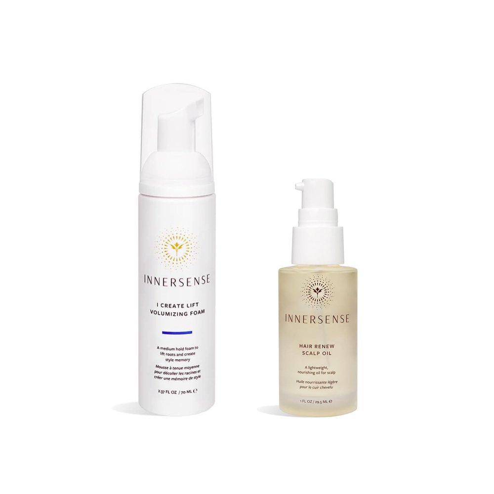 INNERSENSE Organic Beauty - I Create Lift Volumizing Foam + Hair Renew Scalp Oil Natural Hair BUNDLE | Non-Toxic, Cruelty-Free Haircare