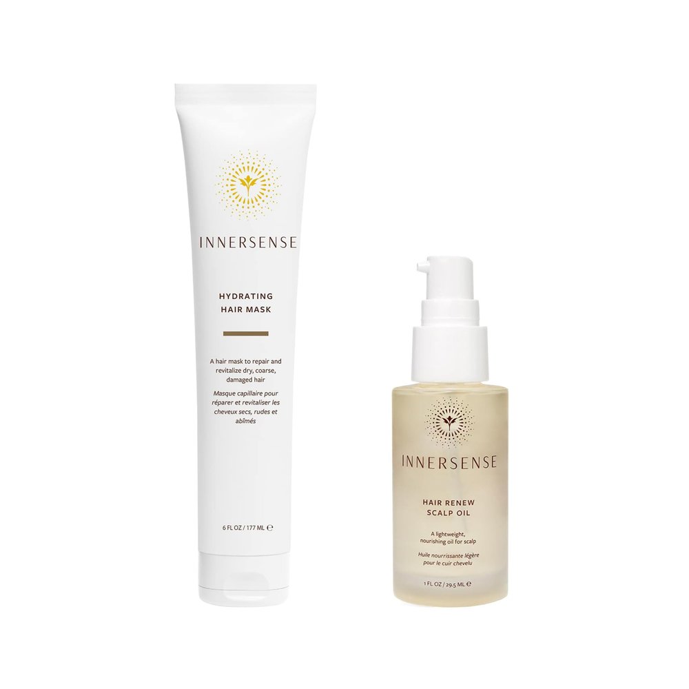 INNERSENSE Organic Beauty - Hydrating Hair Mask + Hair Renew Scalp Oil Natural Hair BUNDLE | Non-Toxic, Cruelty-Free Haircare