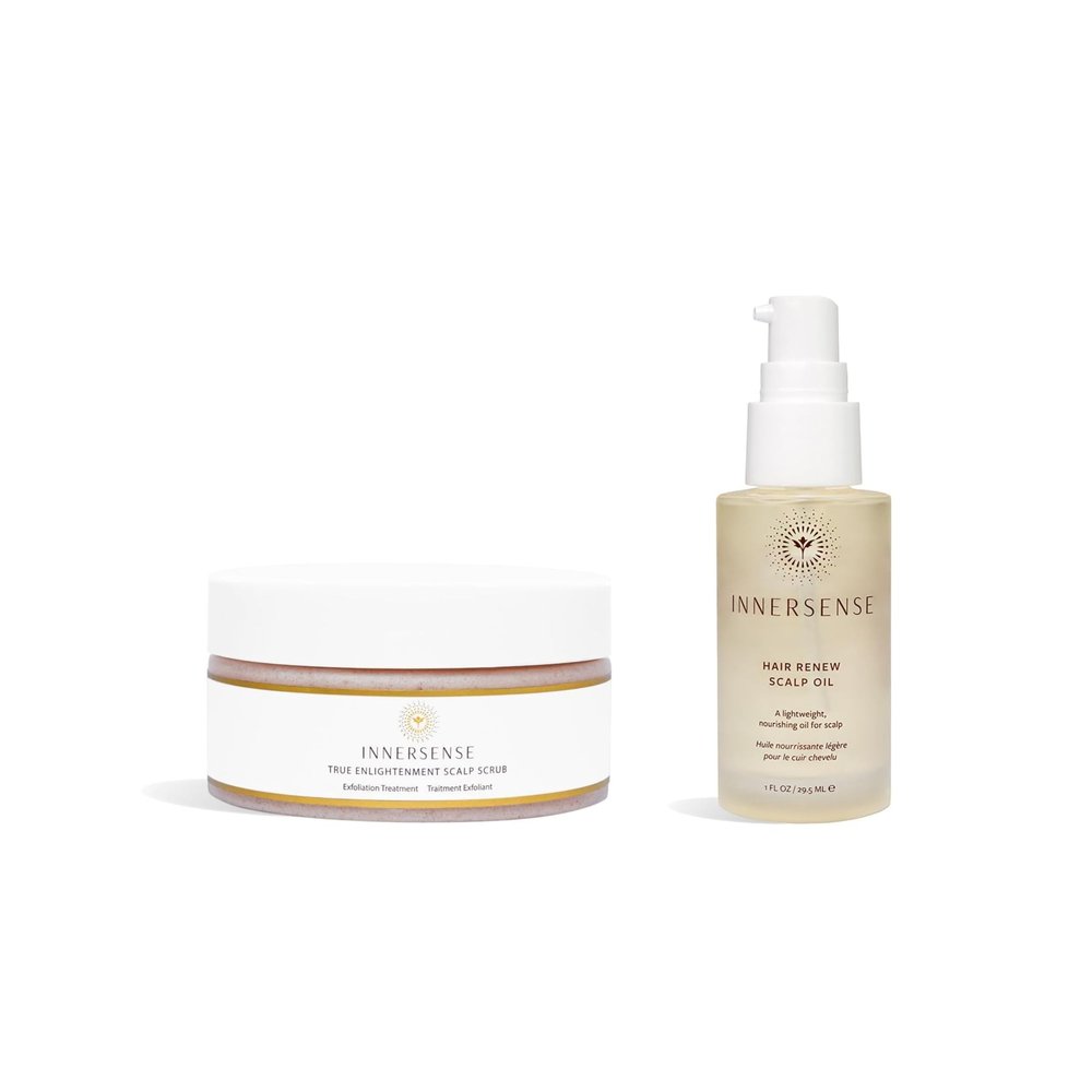 INNERSENSE Organic Beauty - True Enlightenment Scalp Scrub + Hair Renew Scalp Oil Natural Hair BUNDLE | Non-Toxic, Cruelty-Free Haircare