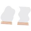 FOMIYES 2pcs Aesthetic Makeup Mirror Frameless Desktop Cosmetic Mirrors Wooden Base for Dresser and Office Use Easy to Assemble and Portable for Women and Makeup Artists view 1