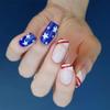 American Independence Day Star Press on Nails Short Length Square Fake Nails 4th of July Red White Five-pointed Stars Design Glossy Acrylic Glue on Nails Kit Reusable False Nails French Tip 24Pcs view 1
