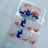 American Independence Day Star Press on Nails Short Length Square Fake Nails 4th of July Red White Five-pointed Stars Design Glossy Acrylic Glue on Nails Kit Reusable False Nails French Tip 24Pcs view 2
