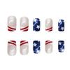 American Independence Day Star Press on Nails Short Length Square Fake Nails 4th of July Red White Five-pointed Stars Design Glossy Acrylic Glue on Nails Kit Reusable False Nails French Tip 24Pcs view 3