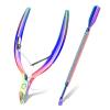 Cuticle Remover Trimmer Pusher Nippers - Cuticle Remover Professional Durable Toe Pedicure Nail Manicure Tools Set, Stainless Steel Cuticle Nipper Cutter Clipper (Colored Pusher) view 1