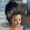 3PCS Wedding Crystal Hair Comb Gold Rhinestone Bridal Flower Hair Accessories for Women and Girls view 1