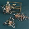 3PCS Wedding Crystal Hair Comb Gold Rhinestone Bridal Flower Hair Accessories for Women and Girls view 2