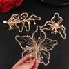 3PCS Wedding Crystal Hair Comb Gold Rhinestone Bridal Flower Hair Accessories for Women and Girls view 4