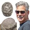 French Lace Front Mens Toupee European Human Hair Piece Bleached Knots Natural Hairline Men Hair System Toupee for Men Hair Prostesis7X9"-120% density#380 Dark Brown+80% Gray view 1