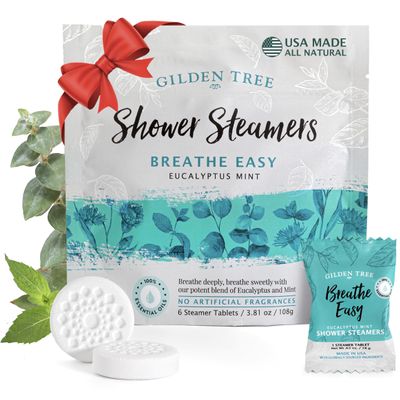 Gilden Tree Essential Oils Shower Steamers 100% Pure Eucalyptus Mint Long Lasting, Individually Wrapped, Spa Stress Relief Gifts for Women Made in USA