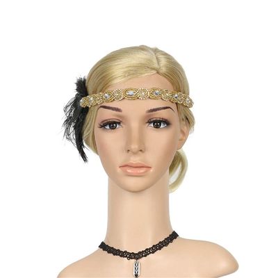 1920s Vintage Headpiece Headband Headdress Great Flapper Headband Head Bow Men (Gold, One Size)