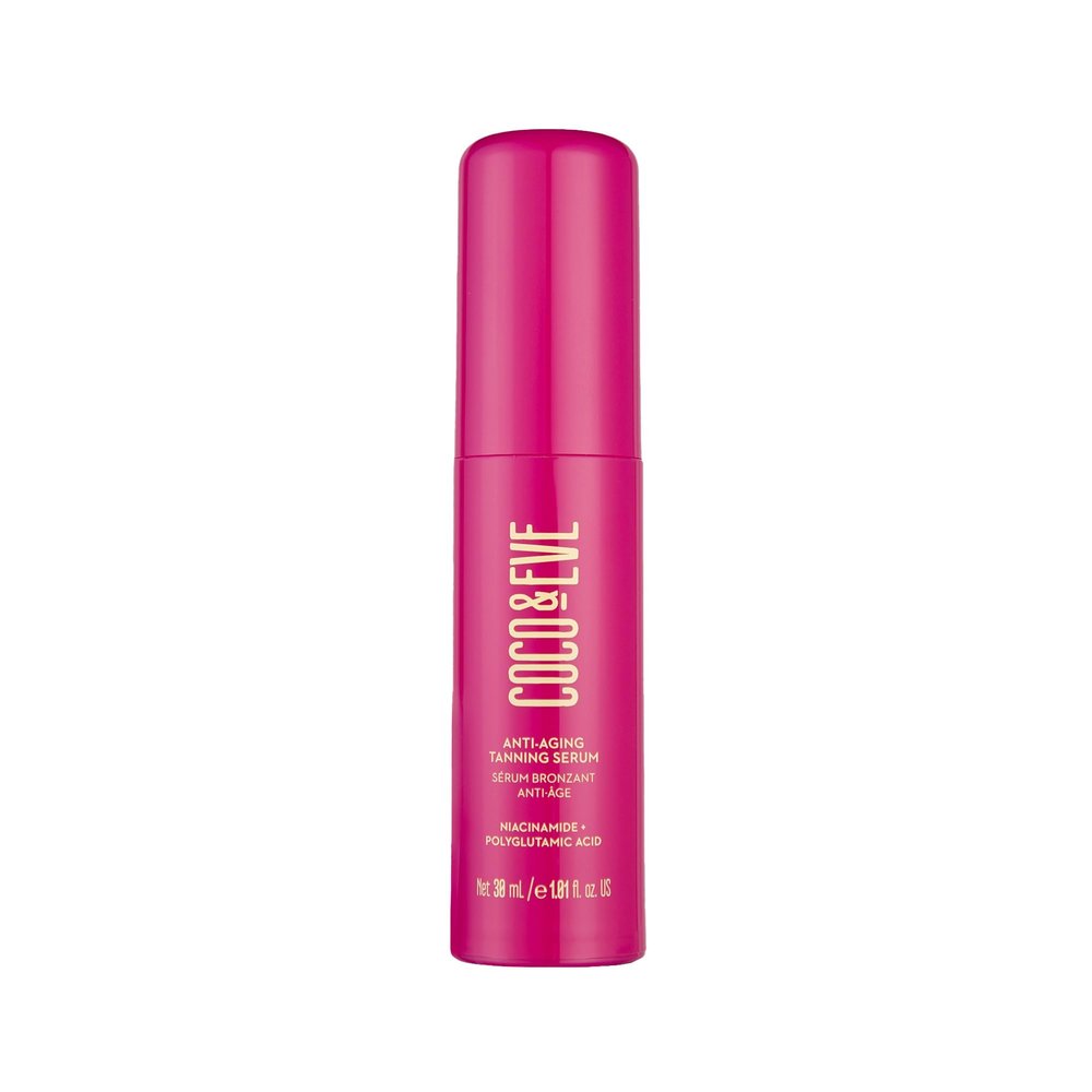 Coco & Eve Anti-Aging Tanning Serum - Face tanner with Skincare Actives for Gradual, Hydrating Glow. Natural Self Tanning Bronzer, with Niacinamide & Antioxidants for Healthy Glowing Skin (1.01 Fl Oz)
