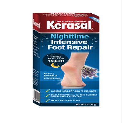 Kerasal Intensive Foot Repair Skin Healing Ointment for Cracked Heels and Dry Feet, 1 oz, 2 Count with Nighttime Intensive Foot Repair, 1 oz