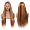 Ashtray Highlight Lace Front Wig Human Hair 4/27 Ombre Straight Hair Lace Wig 13x4x1 T Part Lace Frontal Wigs Brazilian Remy Pre Plucked with Baby Hair Indoors outdoor Ash Tray (Size : 20inches) view 2