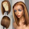 Ashtray Highlight Lace Front Wig Human Hair 4/27 Ombre Straight Hair Lace Wig 13x4x1 T Part Lace Frontal Wigs Brazilian Remy Pre Plucked with Baby Hair Indoors outdoor Ash Tray (Size : 20inches) view 3