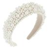 Gmmidea Padded Pearl Headband Thick Beaded Headbands for Women Non Slip Fancy Puffy Headband Pearl Headpiece for Bride Wedding Hairband Hair Accessories Gift B-Beige view 1