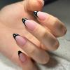 Bellelfin 48Pcs Black French Tip Press on Nails, Medium Almond French Tips Fake Nails, Full Cover Almond Acrylic Nails Press on, Artificial False Nail Glue on Nails for Women Girls Fingernails Decor view 3