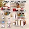 360 Rotating Makeup Organizer, Acrylic Earring Holder Jewelry Organizer, Total 2Pcs, Adjustable Large Capacity, Easy To Assemble Cosmetic Storage for Lipsticks Brushes, Perfume or Jewelry Display view 2