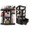 360 Rotating Makeup Organizer, Acrylic Earring Holder Jewelry Organizer, Total 2Pcs, Adjustable Large Capacity, Easy To Assemble Cosmetic Storage for Lipsticks Brushes, Perfume or Jewelry Display view 1