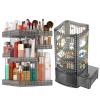 360 Rotating Makeup Organizer, Acrylic Earring Holder Jewelry Organizer, Total 2Pcs, Adjustable Large Capacity, Easy To Assemble Cosmetic Storage for Lipsticks Brushes, Perfume or Jewelry Display view 1