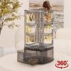 360 Rotating Makeup Organizer, Acrylic Earring Holder Jewelry Organizer, Total 2Pcs, Adjustable Large Capacity, Easy To Assemble Cosmetic Storage for Lipsticks Brushes, Perfume or Jewelry Display view 3