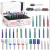 Onism 30Pcs Nail Drill Bits Set, 3/32" Tungsten Carbide Ceramic Quartz Kit with 75 Sanding Bands (#80/120/180), 40-Slot Expandable Organizer Box for Acrylic Gel Removal & Prep view 1
