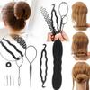 4/9PCS Hair Bun Maker, Black Plastic Bun Curler Donut Hair Bun Maker, Double Hook Disk Hair Tool, Braiding Styling Disk Tools, DIY Hair Styling Accessories Tool (No. 2 9PCS) view 3