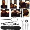 4/9PCS Hair Bun Maker, Black Plastic Bun Curler Donut Hair Bun Maker, Double Hook Disk Hair Tool, Braiding Styling Disk Tools, DIY Hair Styling Accessories Tool (No. 2 9PCS) view 4