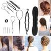 4/9PCS Hair Bun Maker, Black Plastic Bun Curler Donut Hair Bun Maker, Double Hook Disk Hair Tool, Braiding Styling Disk Tools, DIY Hair Styling Accessories Tool (No. 1 4PCS) view 2