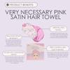 Aria Beauty Very Necessary Satin Hair Towel - Soft Microfiber Hair Wrap - Turban-Style with Button Closure - Gentle on All Hair Types - Pink - 1 pc view 2