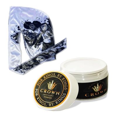 2pcs Set Anime Durag and 360 Wave Pomade - Strong Hold Hair Gel Wave Cream, Satin Silk Durag Wave Builder, 360 Wave Kit Water Based Pomade for Men (White Huey)