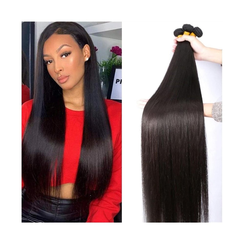 GRFIT Hair Extensions Straight Human Hair Bundles 8-40 Inch Straight Hair Extension 1/3/4 Pcs Bone Straight Bundles for Black Women Indian Remy Hair Extension Hair Extensions (Size : 24 26 28 30)