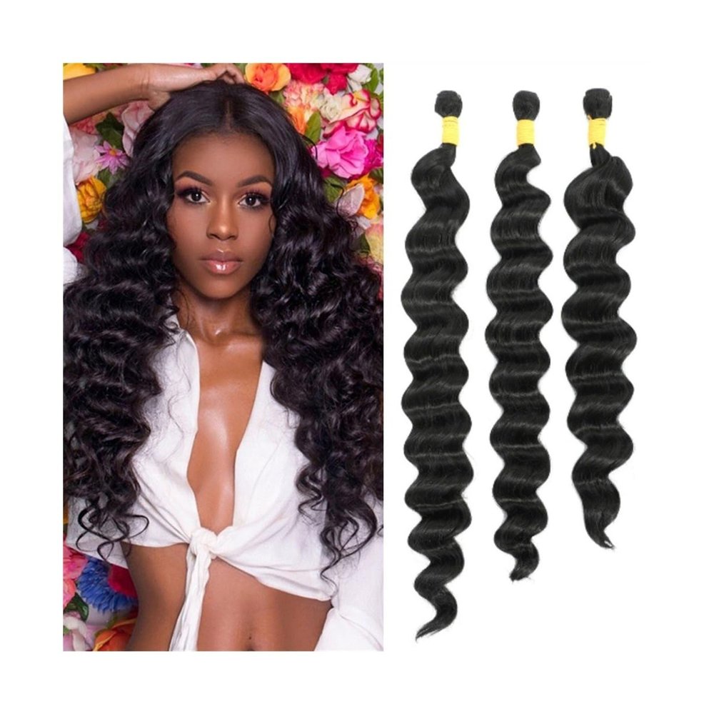 Hair Extensions Human Hair Bundles Loose Deep Wave Bundles for Black Women 1/3/4 Pcs Indian Remy Hair Extensions 8-40 Inch Curly Weave Bundles Hair Extensions (Size : Remy Hair, Color : 20 20 20)