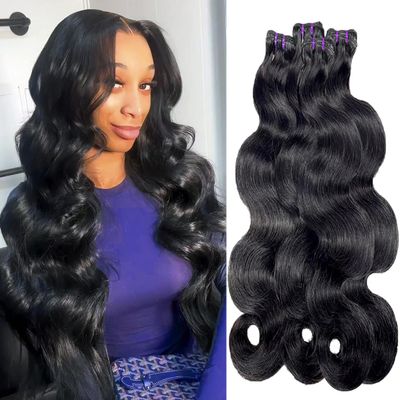 16A Body Wave Human Hair Bundles 4 Raw Bundles NO.1 Human Hair 20 22 24 26 Inch 100% Unprocessed Brazilian Virgin Body Quick Weave Human Hair Bundles for Black Women Natural Color Hair Extensions