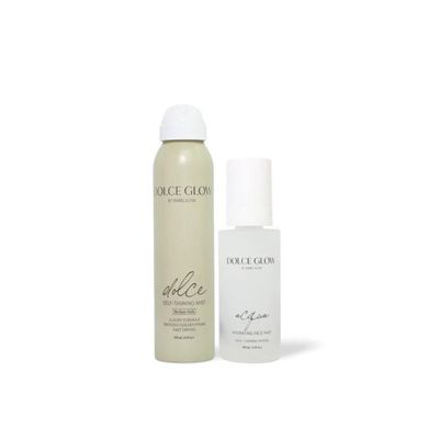 DOLCE GLOW Devin + Hunter Glow Bundle - Dolce Self-Tanning Mist Travel Size and Acqua Hydrating Face Mist, Clear