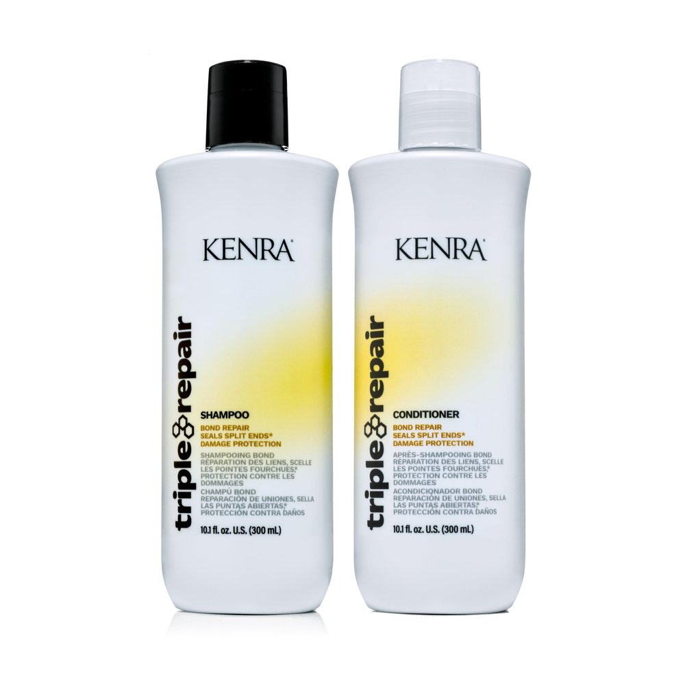 Kenra Professional Triple Repair Shampoo & Conditioner Set | Targets & Repairs Weak or Broken Bonds | Split Ends | Damaged Hair | Bond Builder | Sulfate-Free |10.1 fl. oz. Duo