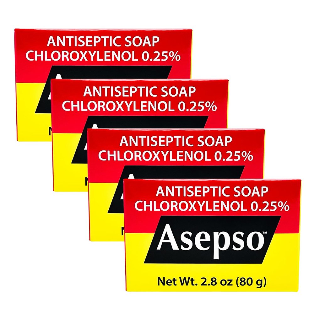 Asepso Antibacterial Original Bar Soap 4 Pack 80g/2.8 oz Each, Gentle Cleansing for Healthy Skin, Fight Skin and Heat Rash