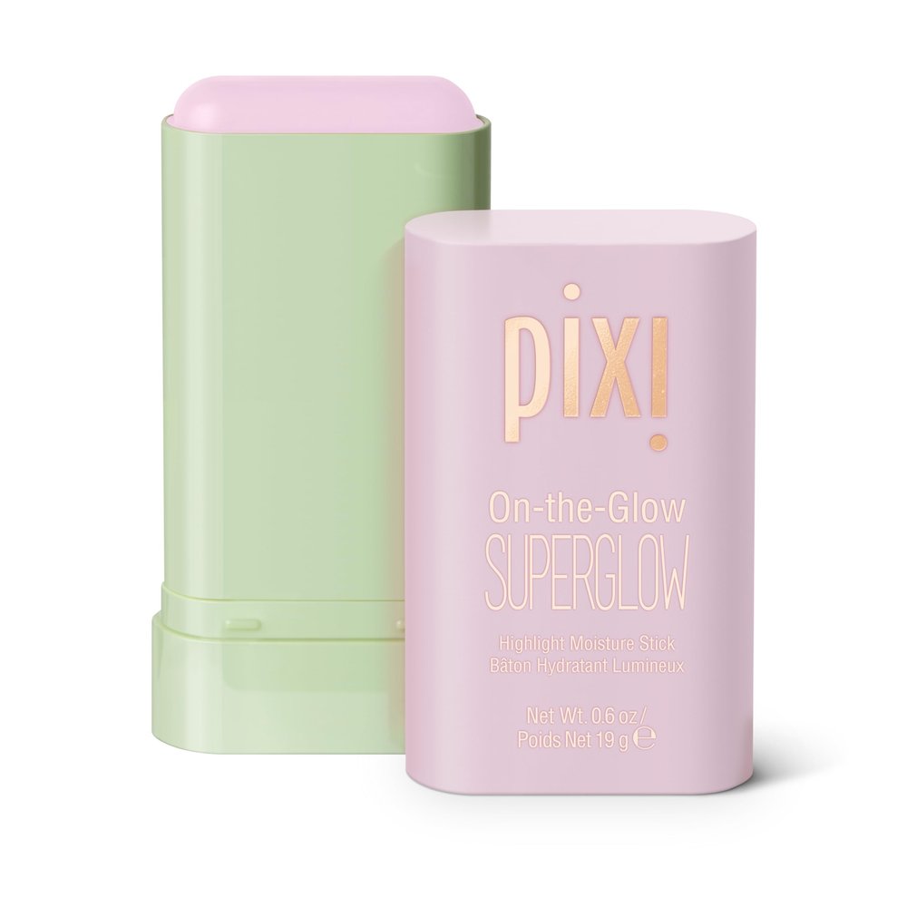 Pixi On-the-Glow SuperGlow | Shade PetalDew | Hydrating Highlighter Stick with Ginseng, Aloe Vera & Fruit Extracts | For Cheeks & Brow Bones | 19g / 0.6oz | Paraben-Free Luminous Natural Highlight