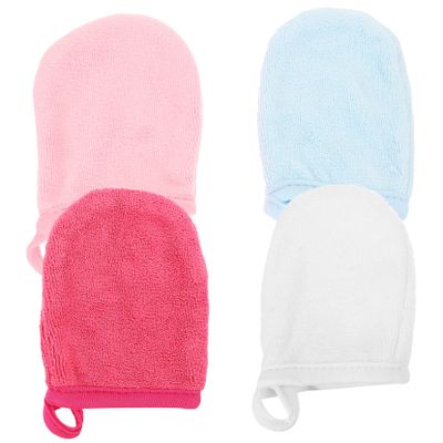 TOVINANNA 4pcs Reusable Facial Cleaning Gloves Comfortable Anti-pilling Face Scrubber Breathable and Absorbent Washable Mitts for Gentle Makeup Removal and Skin Care