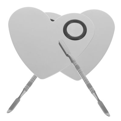 TOVINANNA 2sets Portable Stainless Steel Nail Art Mixing Palette Set Heart Shape Design for Manicure and Makeup Including Mixing Sticks for Nail Salons and Home Use
