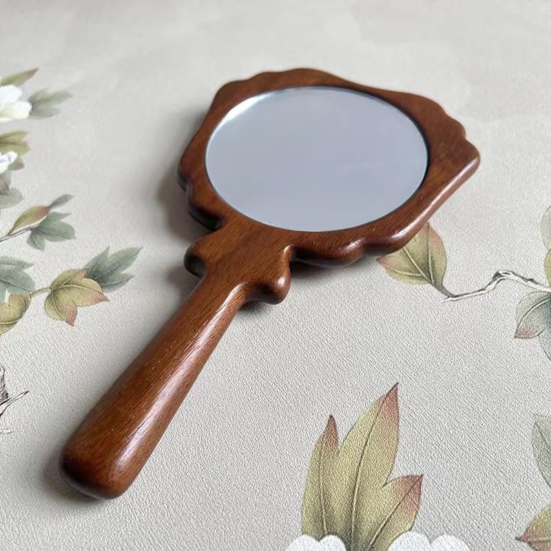 NinthAvenue Basics Portable Vintage and High-end Wooden Handheld Mirror Beauty Salon Personal Care Equipment (1piece(Length:7.87"" * Width:4.3"")), Brown