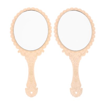 TOVINANNA 2pcs Women's Retro Makeup Mirror Lights Magnification Portable Vanity Hand Mirror for Travel Makeup Eyebrow Trimming